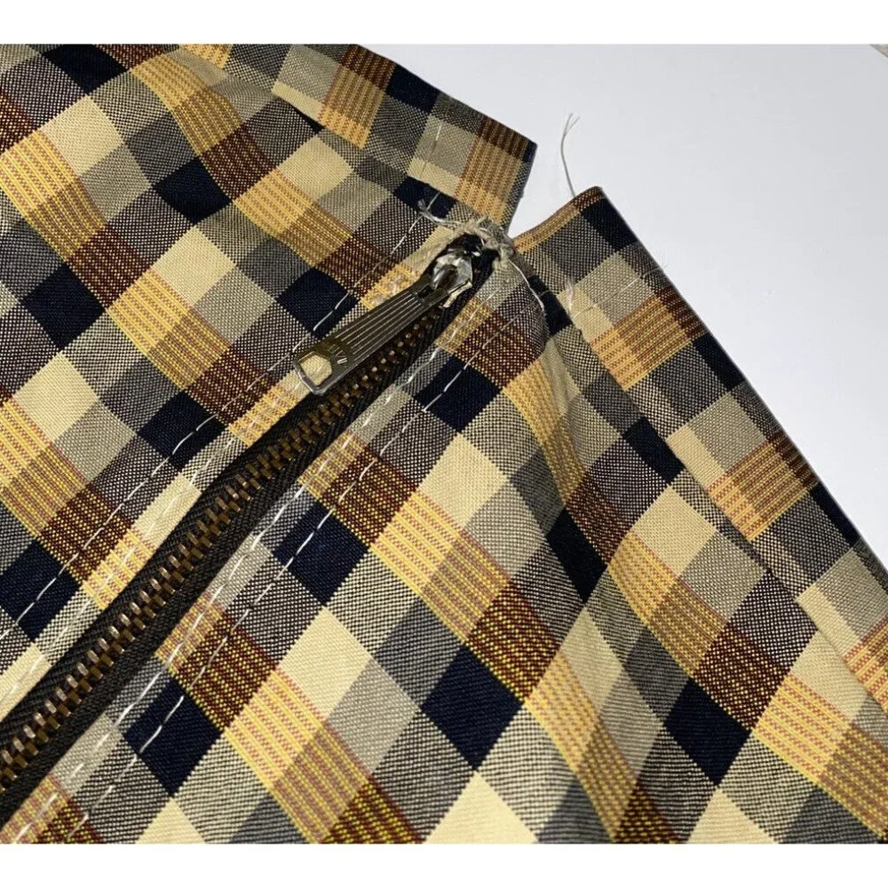 Vintage 60s Garment Bags Clothes Cover Travel 2 Plaid Check Canvas Print Rare
